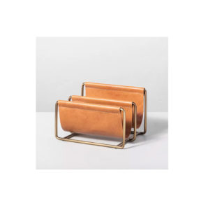 Metal & Faux Leather Mail Sorter Tan Brass - Hearth & Hand™ with Magnolia