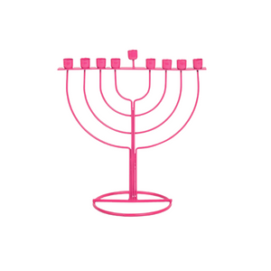 image of Hanukkah Menorah - Fits All Standard Chanukah Candles - Sleek Wireframe Pink Chanukah Menorah Modern - 7.75 inches High - by Ner Mitzvah recommended by Dwelling Envy