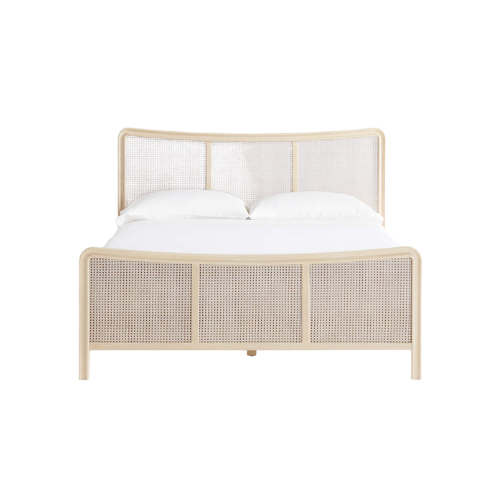 Fields Cane and White Oak Wood Queen Bed by Leanne Ford