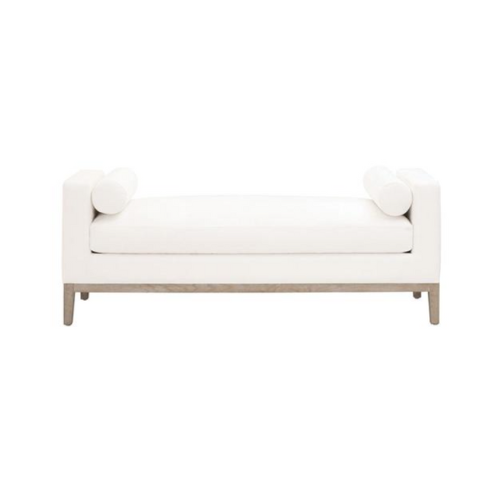 Kelly Modern Classic White Performance Cushioned Grey Oak Frame Bedroom Bench