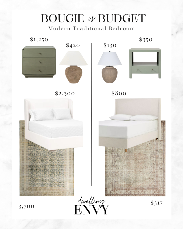 bougie vs budget bedroom home decor items